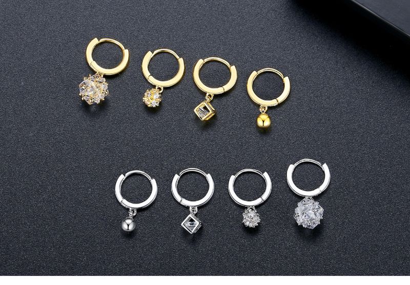 Elegante Creolen mit Zirkonia für Damen – 18 Karat vergoldet/rhodiniert, vielseitig tragbar, geometrisches Design für den Alltagsstil_voghion.com