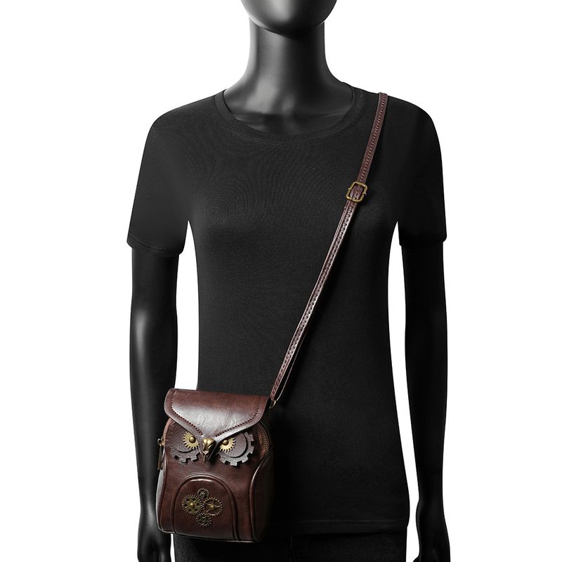 Creative owl design medieval retro style women's shoulder messenger bag small square bag_voghion.com