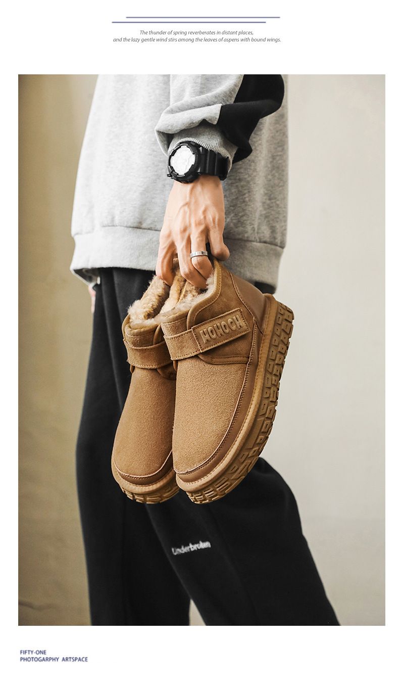 Herrenschuhe Schneestiefel Herren Winter Neue warme Baumwollschuhe Dicke Sohle Erhöhung Brotschuhe Rutschfeste Slip-On-Schuhe Kurzer Plüsch_voghion.com