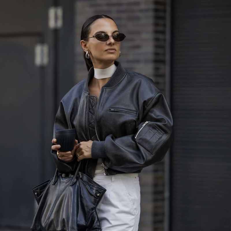 Amerikanische Reißverschlussjacke für Damen, neue Winterkollektion mit wärmender Baumwolle, lockerer Langarmmantel aus PU-Leder,_voghion.com