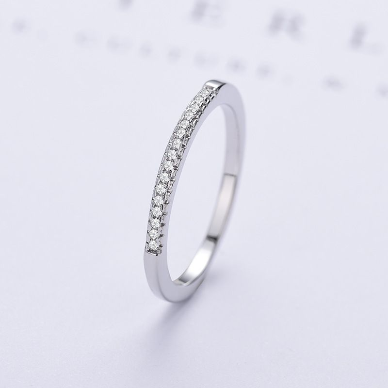 Elegant Light Luxury Stacking Style Single Row Micro Pave Zircon Women's Engagement Female Tail Ring Platinum Rose Gold_voghion.com