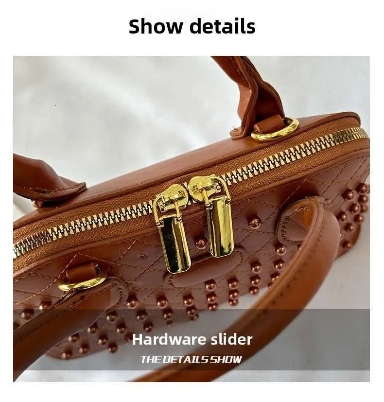 Fashion Designer Shell Bags For Women Elegant Rivet Handbag Versatile Large Capacity Shoulder Crossbody Bag_voghion.com