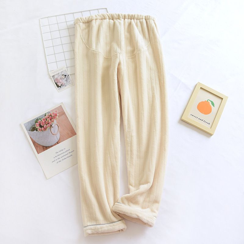 Calças de maternidade ultramacias com suporte para barriga - Calças térmicas de flanela grossa para gravidez e pós-parto (várias estampas e tamanhos)_voghion.com