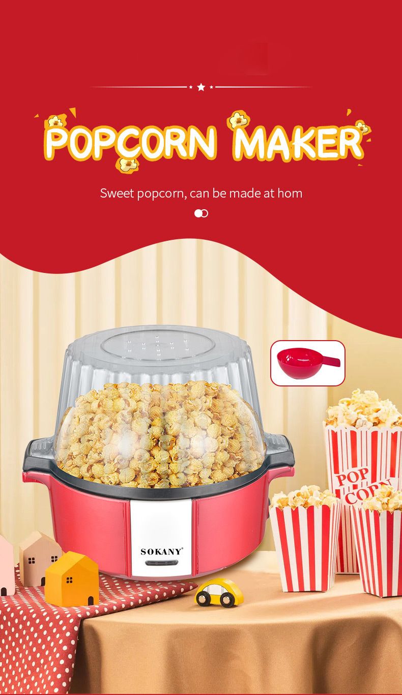Maszyna do popcornu o mocy 700 W, z funkcją robienia popcornu gorącym powietrzem, bez oleju, pojemność 60 g, rodzinna maszyna do samodzielnego przygotowywania przekąsek, bez BPA, obudowa chłodna w dotyku, wtyczka standardowa UE_voghion.com