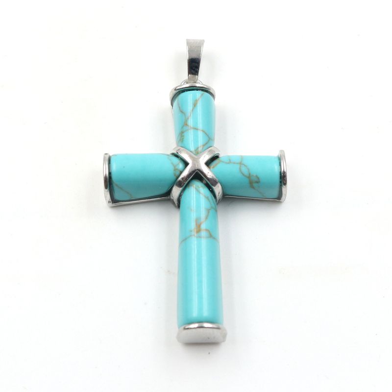 White K Fashion Simple Natural Crystal Cross Pendant Necklace Personality Unisex Trendy Matching Accessories Origin_voghion.com