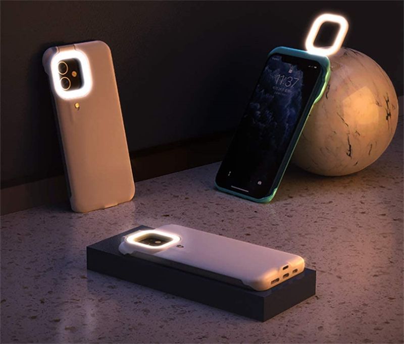 Built-in Selfie Ring Light Up Phone Case for IPhone 13 12 11 14 Pro Max XS XR X 14Pro 13Pro LED Luminous Flashlight Back_voghion.com