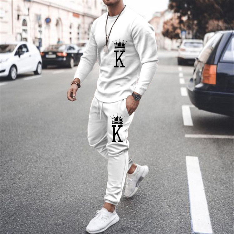 Men's Autumn Winter Sweatshirts Long Sleeve T-shirt Sets Letter Printed Men's Oversized Clothing T-shirt Fits Fashionable Sportswear Two Piece Set_voghion.com