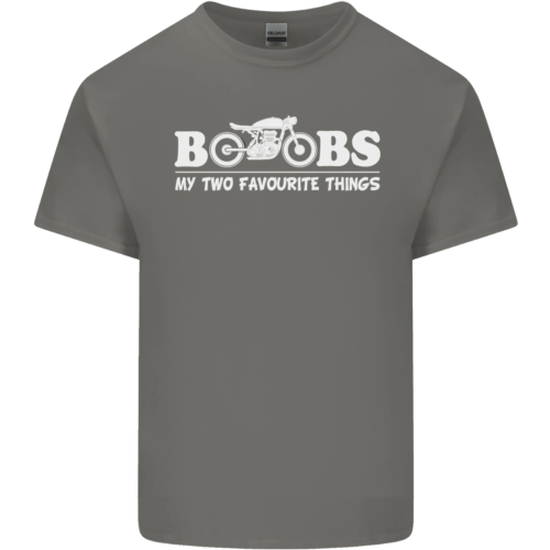 T-shirt en coton pour homme avec inscription « Boobs & Bikes »_voghion.com