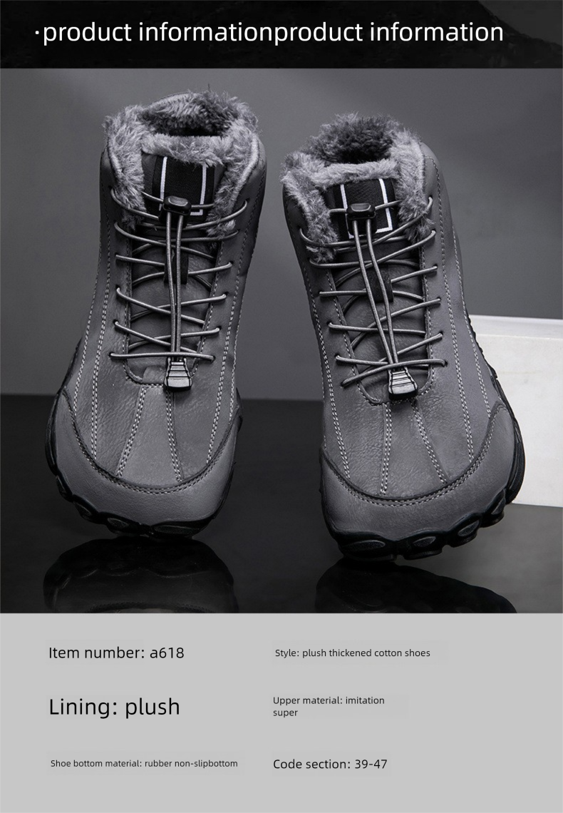 Cross-Border Factory Direct Sale Winter Fleece-Lined Warm Cold-Resistant For Men And Women Mid-Cut Snow Boots Couple_voghion.com