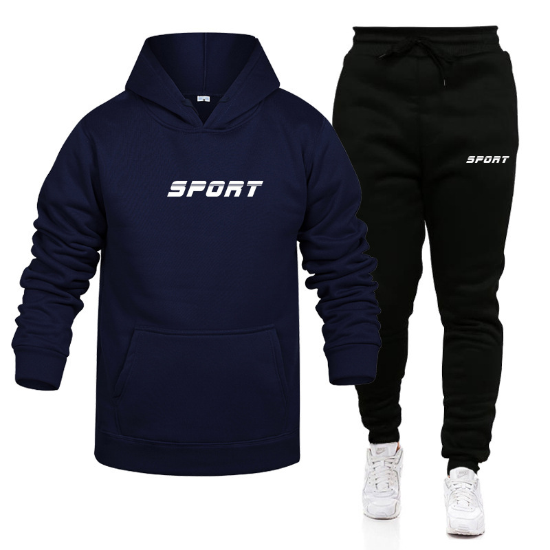 Nuevo Conjunto de suéter deportivo y de ocio para hombre, suéter estampado de Color sólido para otoño e invierno, Jersey_voghion.com