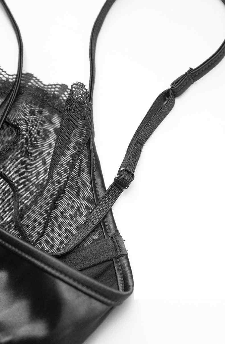 Abbigliamento da donna Sexy reggiseno a rete ultrasottile affollato stampa leopardata prospettiva tentazione biancheria intima da donna grande petto mostra piccolo reggiseno push-up_voghion.com