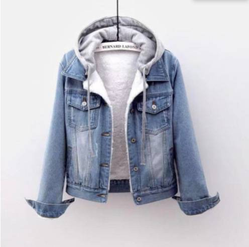 Women's Clothing Loose Thick Plush Fur Collar Denim Jacket Women's Short Plush Lambswool Cotton Jacket_voghion.com