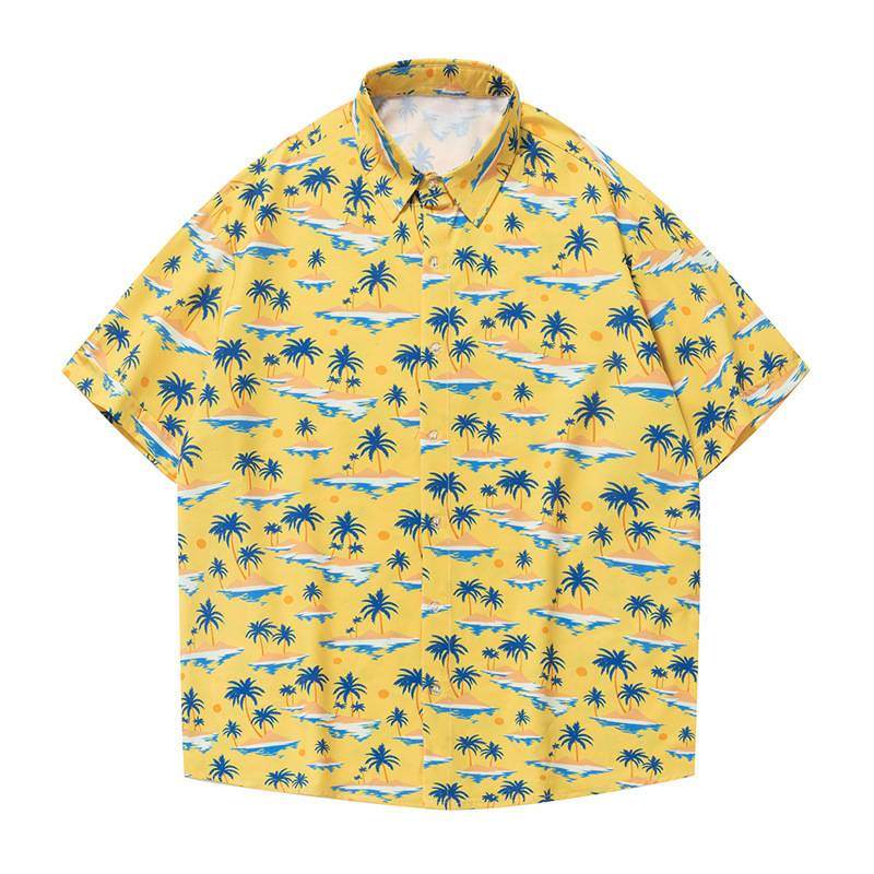 Camicia da spiaggia estiva da uomo, camicia da spiaggia a maniche corte da uomo, camicia da spiaggia ad asciugatura rapida_voghion.com