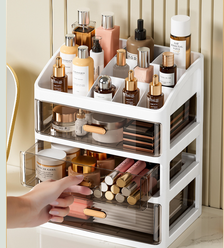 Storage Desktop Multi Layer Cosmetic Box Transparent Drawer Box Desktop Box Data Cable Box_voghion.com