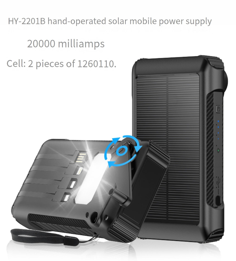Power Bank Fast Charging 20000 MAh Solar Charger Hand Crank Power Mobile Power Large Capacity Outdoor Power OEM_voghion.com