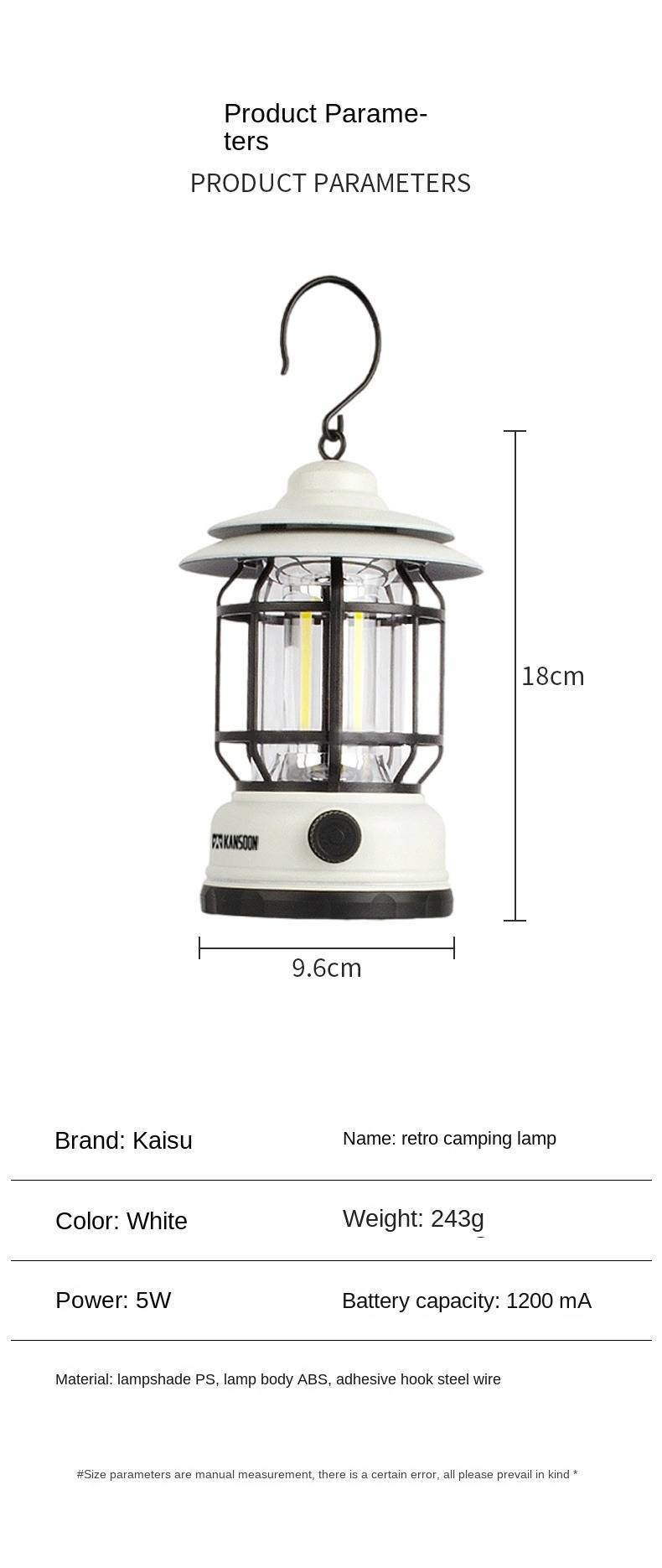 Luz de acampamento ambiente KaySpeed com iluminação regulável (modelo de carregamento) LYD01 branco marfim_voghion.com