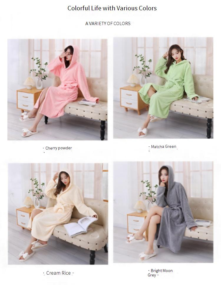 Winter Pineapple Knit Hooded Bathrobe - Ultra Plush Coral Fleece Robe With Cross-Tie Belt - Thick & Cozy Long Sleeve Bath Dress For Home Spa_voghion.com