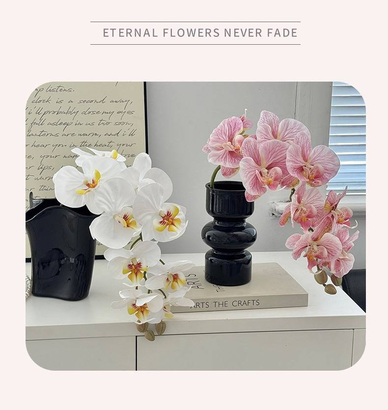 Elegante Phalaenopsis orchideeën zijden bloemstuk van 9 stuks voor woonkamer, eettafel, boetiekdecoratie, luxe stijl, gelijmde kunstbloem_voghion.com