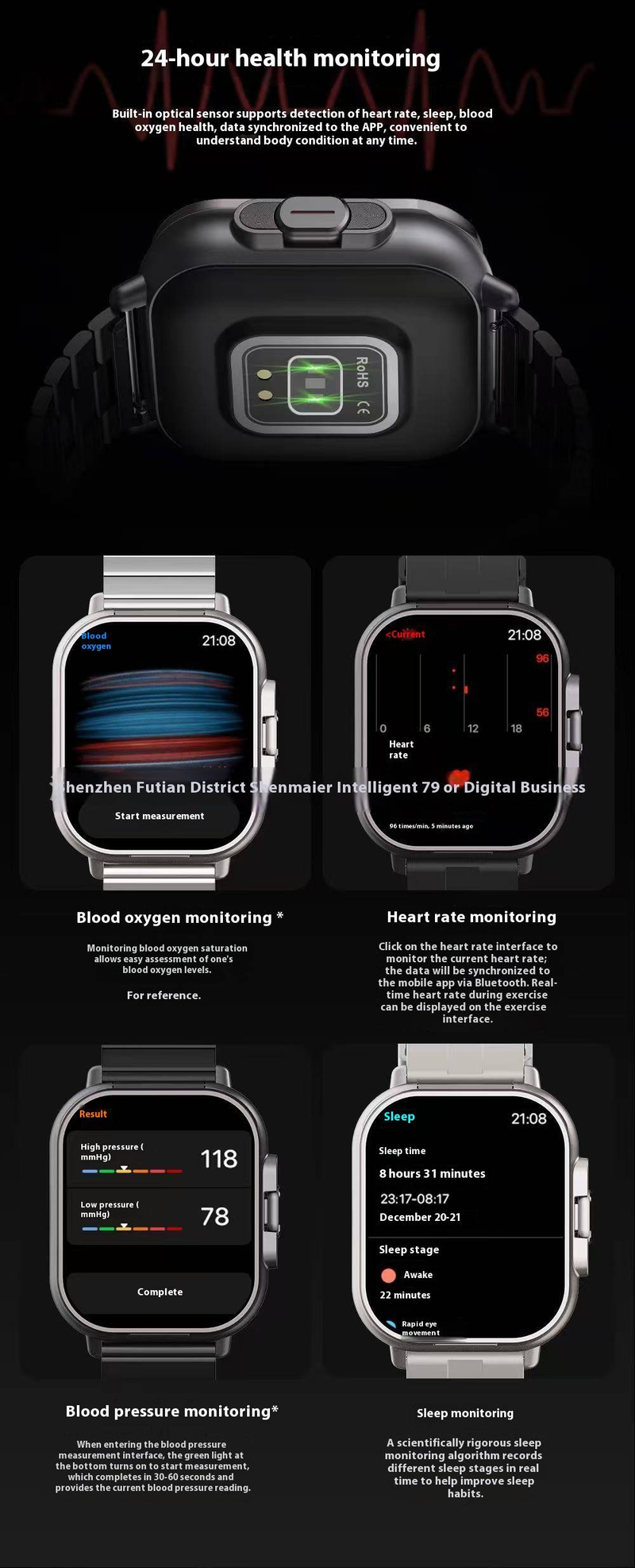 D8 Smart Watch With Bluetooth Calling & Built-in Earbuds, Full Touch Screen Fitness Tracker For Women Men, Heart Rate Monitor_voghion.com