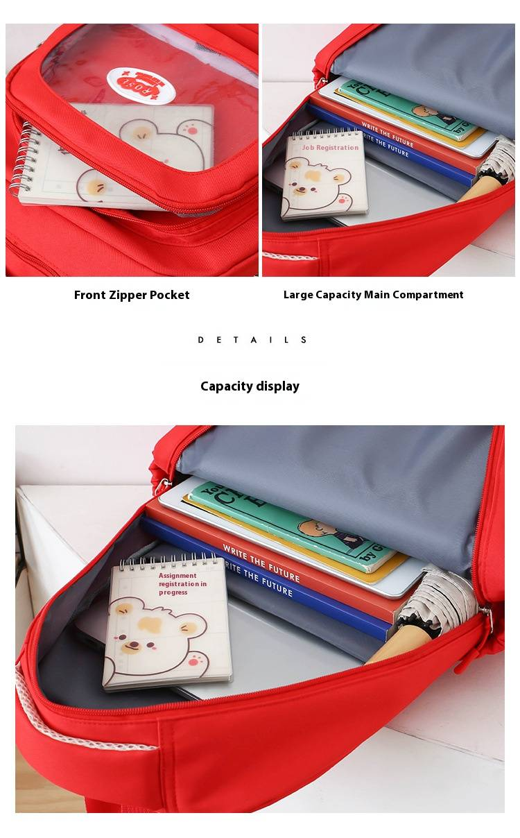 Set di zaini per bambini - Zaino scolastico da 3 pezzi per ragazzi e ragazze, zaino leggero in nylon con spallacci ergonomici, graziosa stampa di lettere_voghion.com