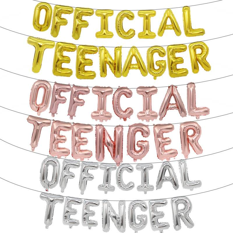 Official Teenager Birthday Balloon Set - 16 Inch Metallic Letter Balloons For Coming Of Age Party Decorations_voghion.com