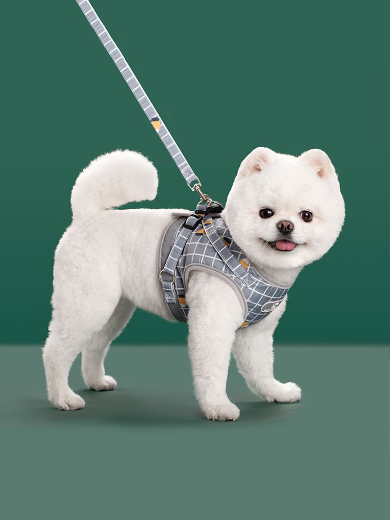 1 Set Of Reflective Plaid Pet Harness & Leash Set - Vest-Style, Breathable, Best-Selling Pet Supplies For Dogs & Cats_voghion.com