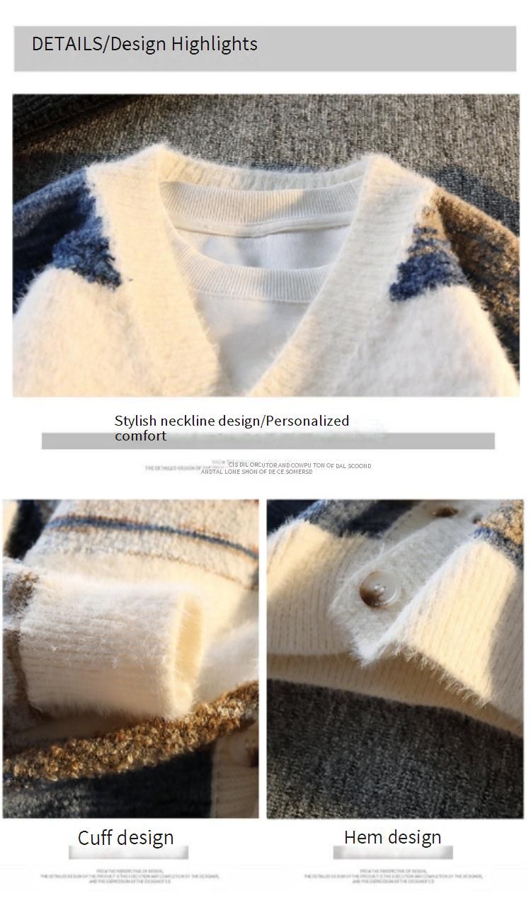 Herren Premium Strickjacke – Trendiger V-Ausschnitt Pullover mit offener Vorderseite (M-4XL, Acryl-Mischgewebe, Jacquard-Muster)_voghion.com