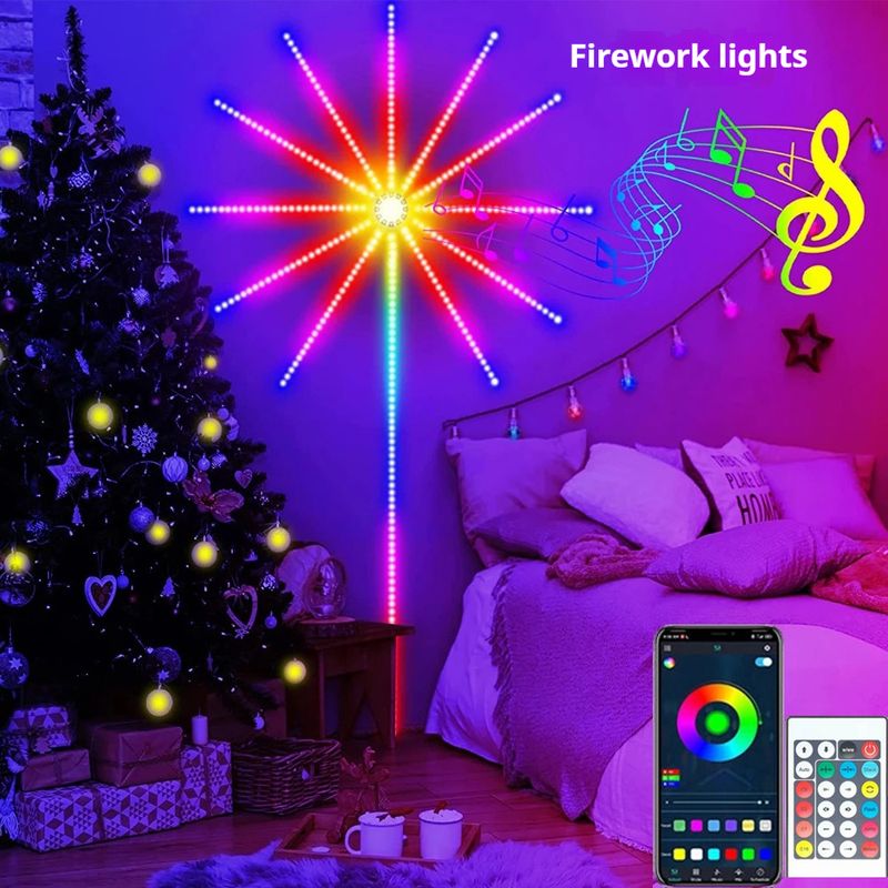 5V Fireworks Light With USB Symphony Music Voice Control LED Light With Flowing Water Full Color Starry Sky Holiday Decoration Atmosphere Light_voghion.com