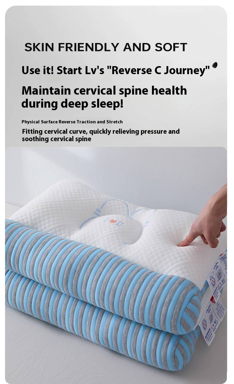 Cuscino ortopedico a orecchie di coniglio – Altezza regolabile (5-10 cm), fibra di poliestere traspirante, supporto cervicale per alleviare il dolore al collo (rosa/blu)_voghion.com
