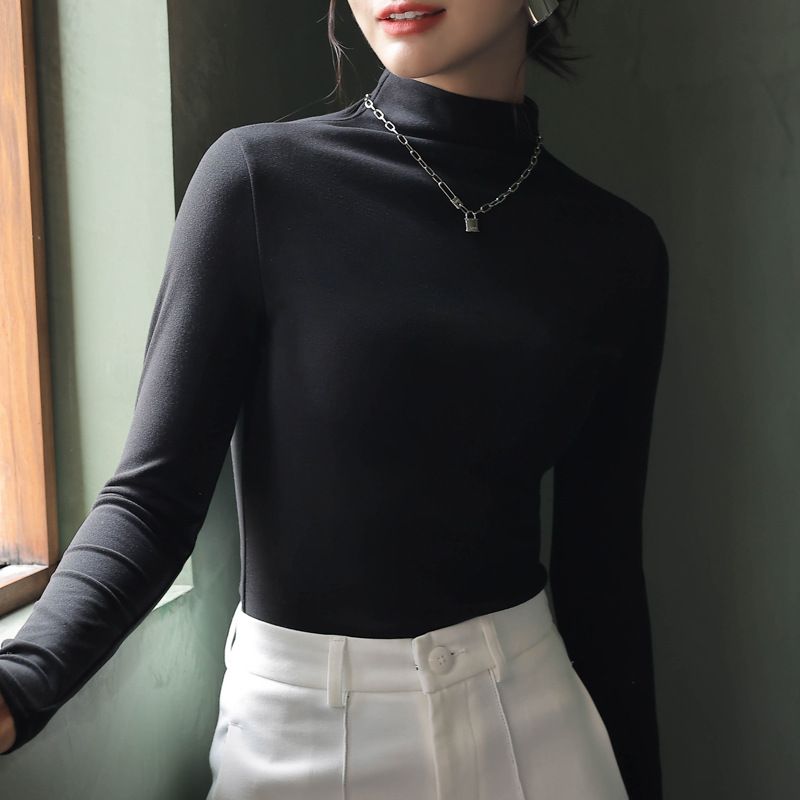 Maglietta termica foderata con collo semi-alto da donna - Strato di base a maniche lunghe slim fit per donna_voghion.com