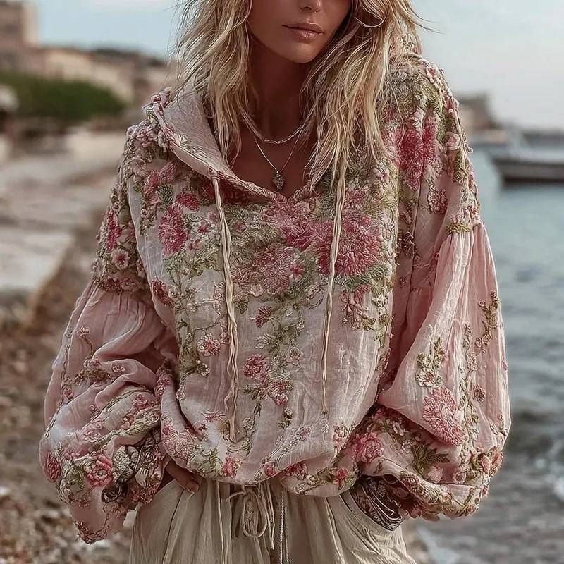 Women's Stylish Japanese Ethnic Floral Print Oversized Long Sleeve Tunic Top - Loose Fit Boho Chic Streetwear For Autumn Winter_voghion.com