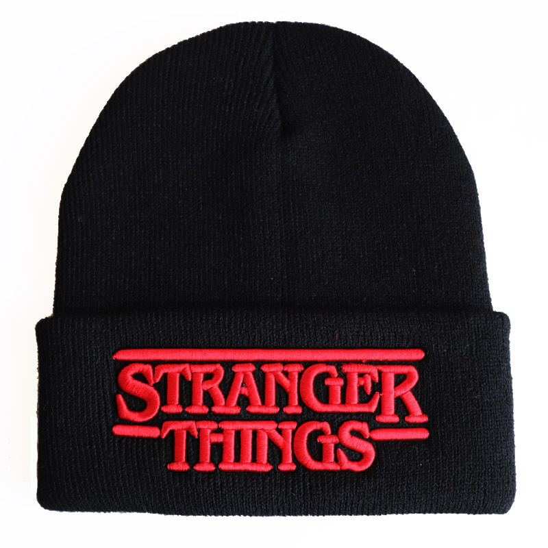 Strange story-gorro de lana con cubierta, gorro de punto con letras de pensamientos, bordado tridimensional, invierno_voghion.com