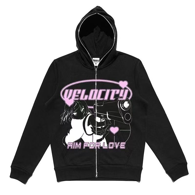 Abbigliamento da uomo Felpe con cappuccio da ragazza scura Felpa con cerniera lunga gotica di grandi dimensioni_voghion.com