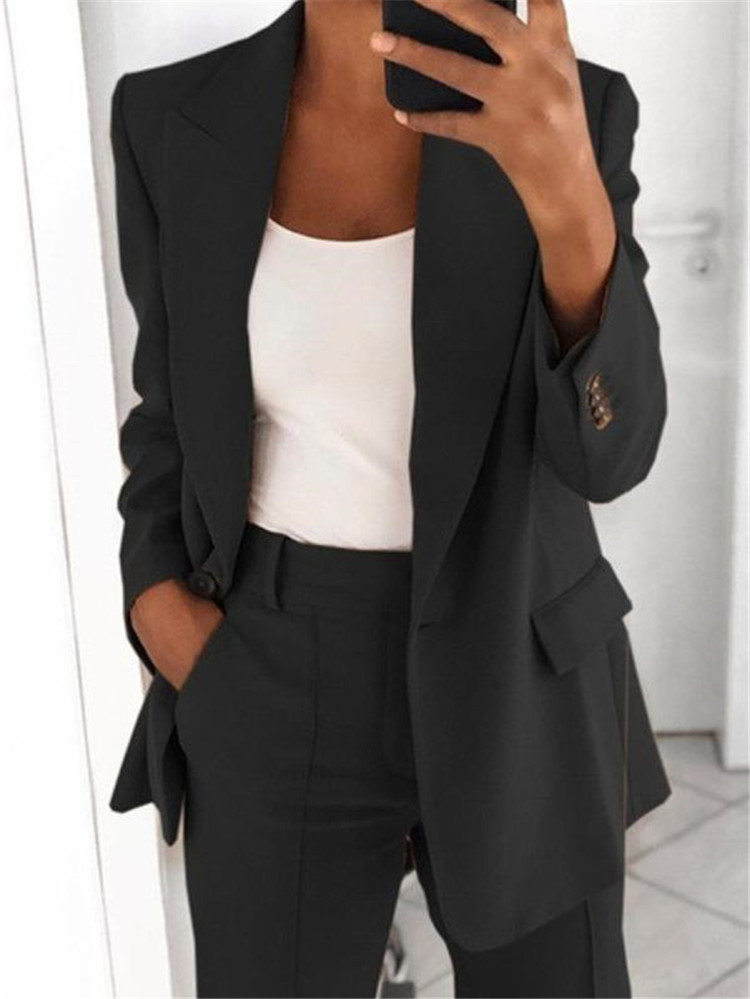 2023 Autumn New Fashion Polo Neck Slim Fit Cardigan Temperament Suit Coat Women_voghion.com