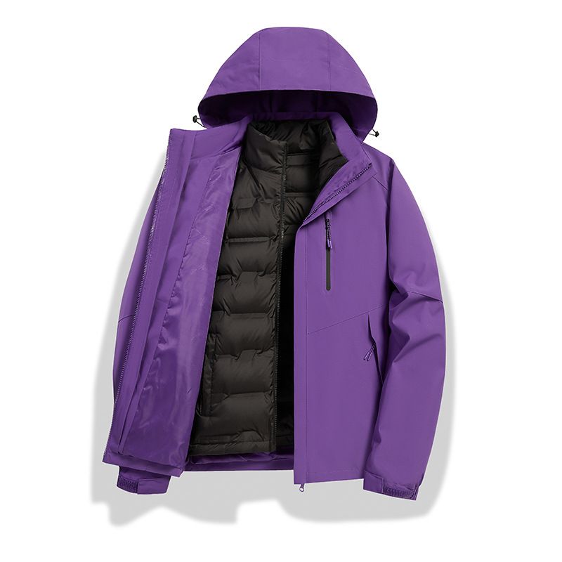 New Winter Outdoor 3-in-1 Water-Resistant Detachable Down Liner Unisex Hiking Jacket_voghion.com