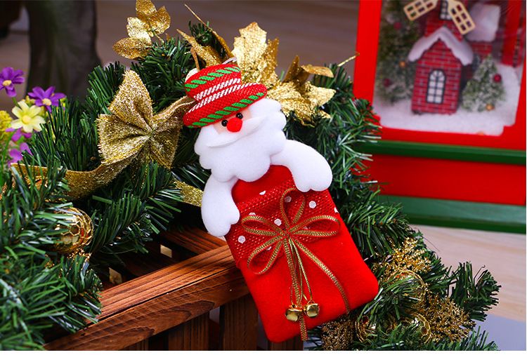 Adornos navideños Árbol de Navidad para niños Colgante Lazo con campana Almacenamiento Regalos Bolsa de regalo Suministros_voghion.com