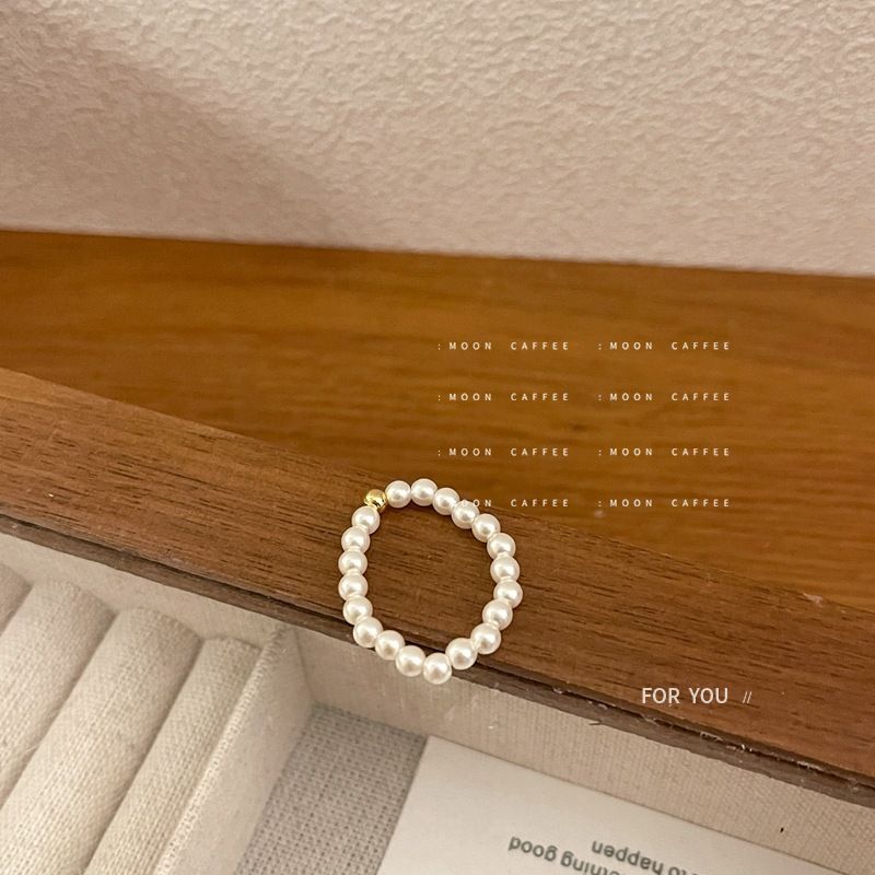 Shi Jia Light Luxury Mini Beaded Elastic Rope with No Hand Circumference Temperament Freshwater Pearl Ring_voghion.com