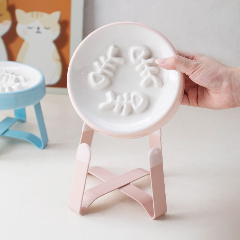 Ceramic Pet Neck Protection Anti-Choking Slow Feeder Cat Bowl Dog Food Dish_voghion.com