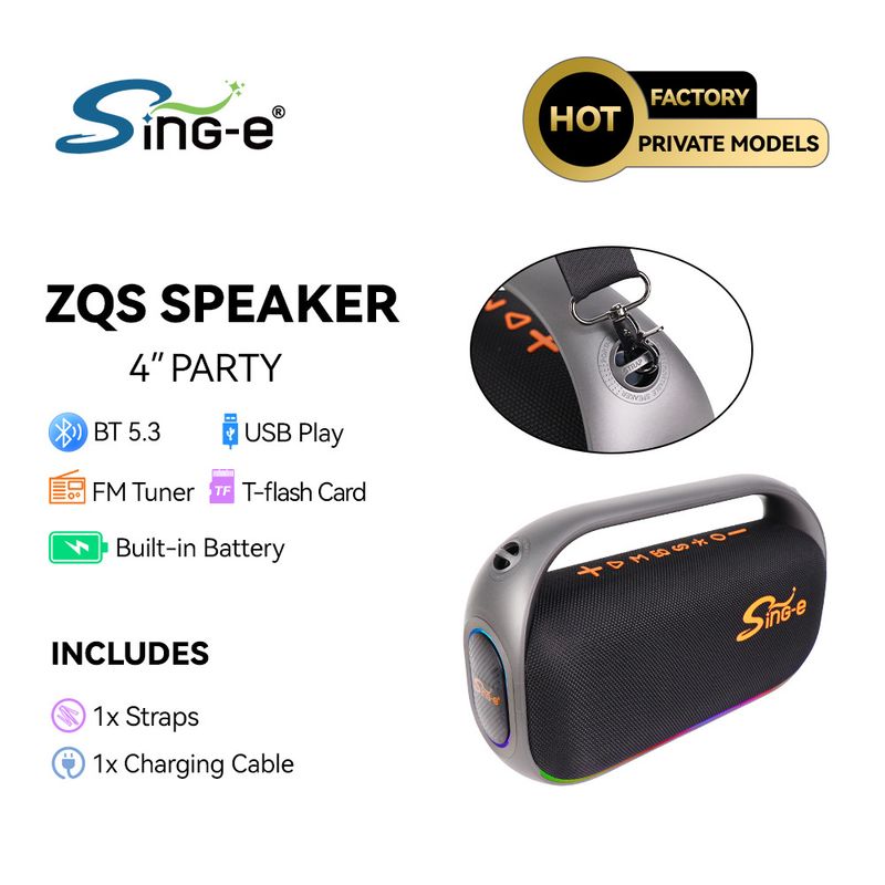 ZQS-V06 Kabellosen Bluetooth-Lautsprecher Waasserdicht Schockbass Super laang Batterielaufzäit Camping Party_voghion.com
