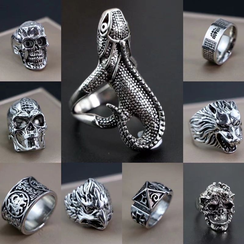 New men's exaggerated hip-hop fashion punk animal shaped ring closure model complete_voghion.com