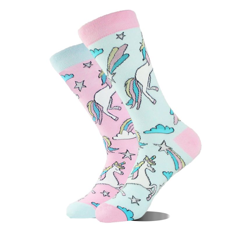 Nieuwe trendy creatieve AB asymmetrische katoenen modieuze en gepersonaliseerde jacquard paarsokken_voghion.com
