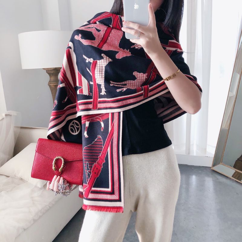 Women's scarf imitation cashmere autumn and winter jacquard warm scarf with a neck elegant scarf_voghion.com