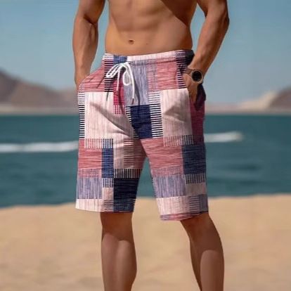 Unbeatable Quality Unbeatable Quality 2024 New Summer Breathable Hawaiian Beach Pants 3D Printed Checkered Pattern Men's Shorts_voghion.com