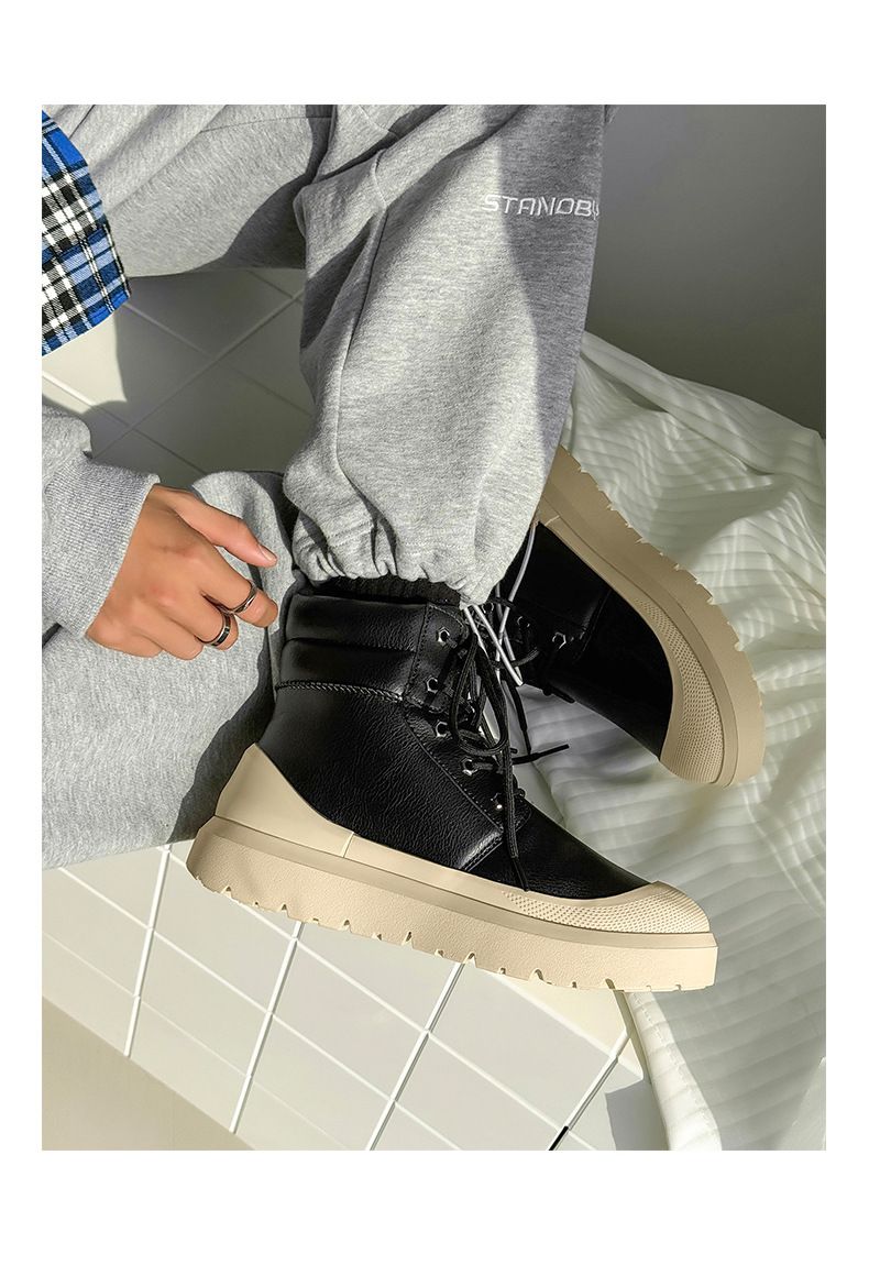 Unisex Winter Boots With Faux Fur Lining, Waterproof & Slip-Resistant, Comfortable Thick-Soled Casual Shoes For Men And Women_voghion.com