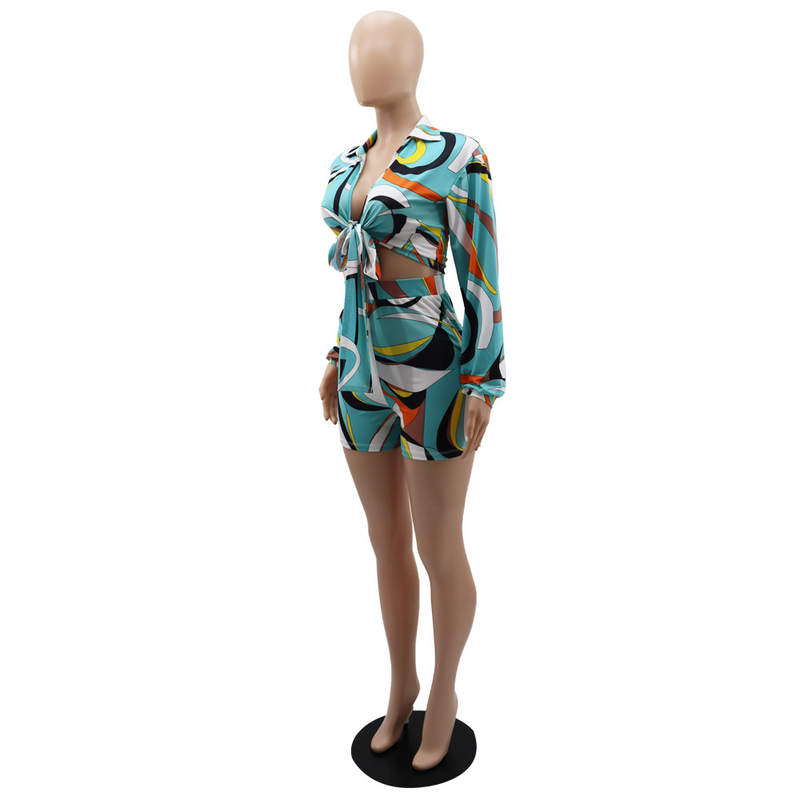Strand-Dreipunkt-Hotpants im Urlaubsstil, zweiteiliges Set_voghion.com