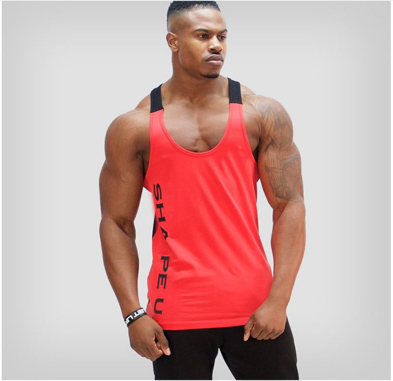 Fitness Lente Zomer Nieuw Heren U-hals Color-Block Sportvest Ademend Hardloop Trainingstop_voghion.com