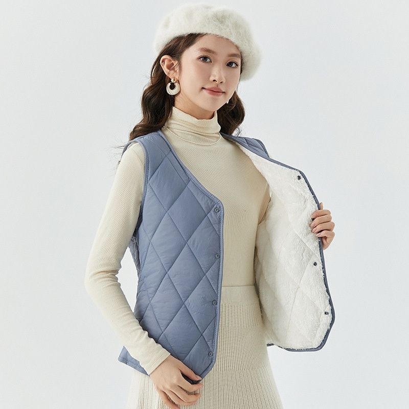 Women's Clothing Shanxuan Autumn Winter Short Fleece-Lined Inner Liner Warm Home Comfortable Simple Women's Vest 8021_voghion.com