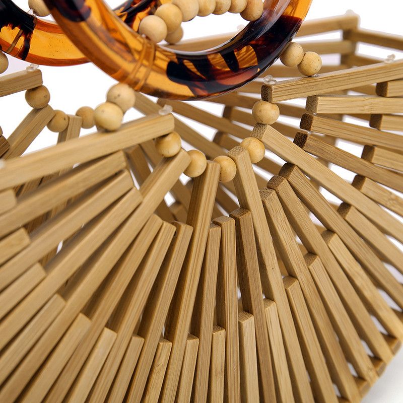 Borse da donna, nuova borsa in bambù intrecciato, borsa a mano in acrilico, borsa intrecciata cava, borsa da spiaggia retrò, pezzo unico, dropshipping_voghion.com