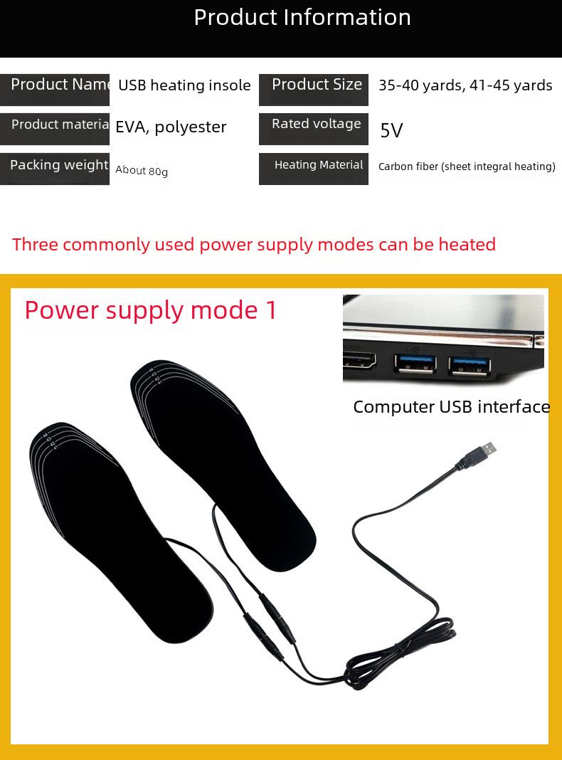 USB heating insole electric heating foot warmer rechargeable heating washable size cutting factory direct sales_voghion.com
