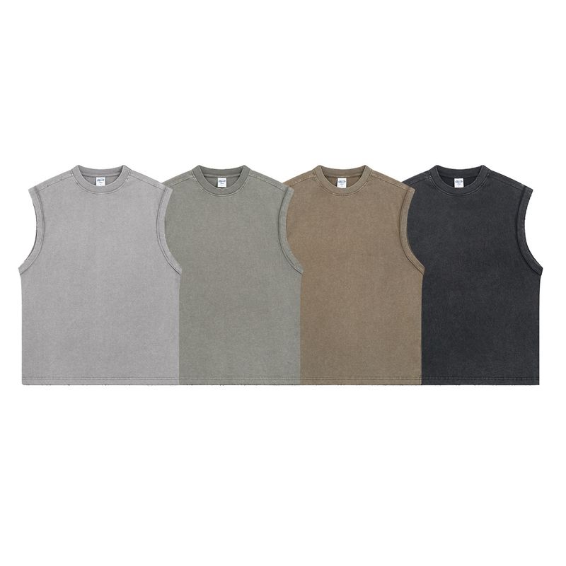 Gilet da uomo con orlo in batik, gilet da uomo con toppa, cuciture, lavaggio in acqua, maglietta retrò senza maniche da uomo_voghion.com